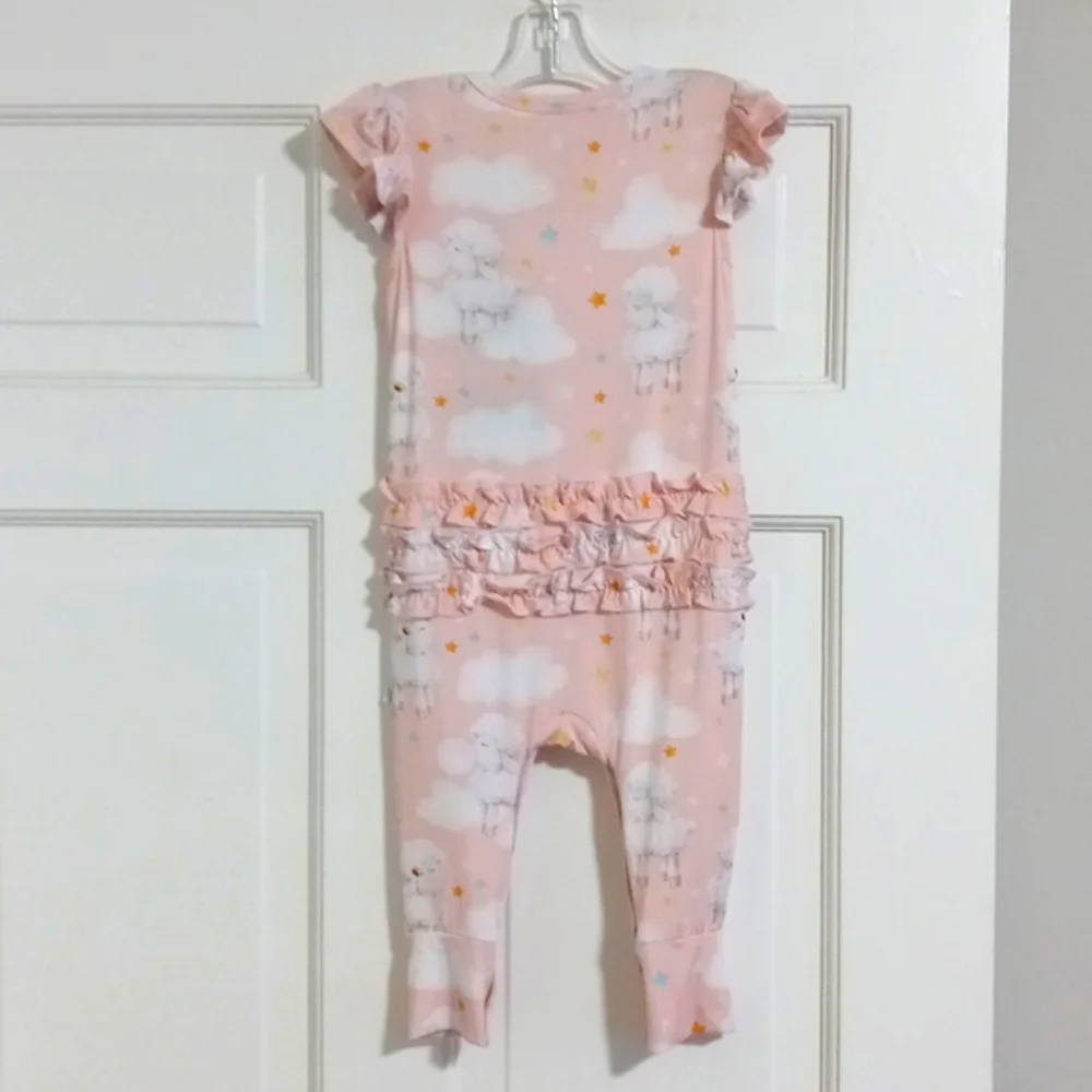 🆕️ 🐑Posh Peanut🐑 - Pink/White Sheep Ruffled Buttoned One-Piece Pajama